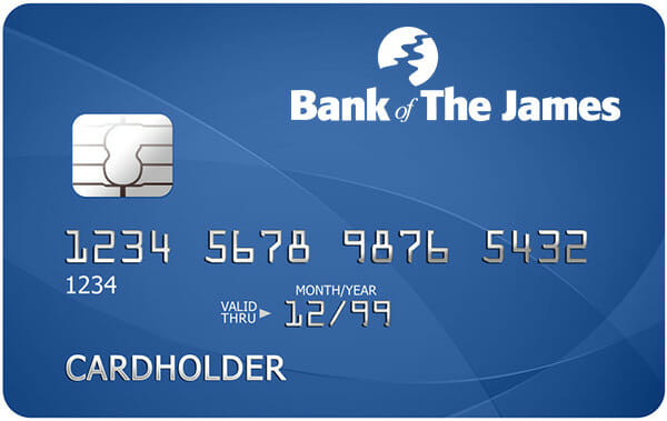 close up of bank of the james credit card